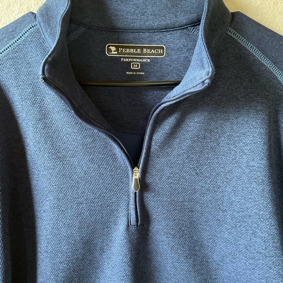 Pebble Beach Blue Quarter-Zip Pullover. Long sleeve. Size M - Picture 3 of 7